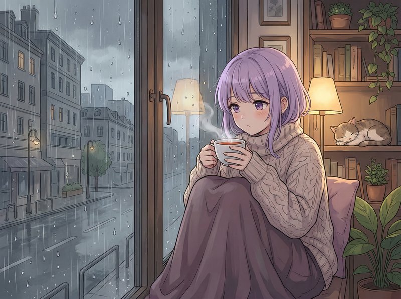 黑料动漫美图-雨天少女